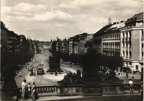 Prag Praha Wenzelplatz Václavské náměstí Gesamtansicht 1954