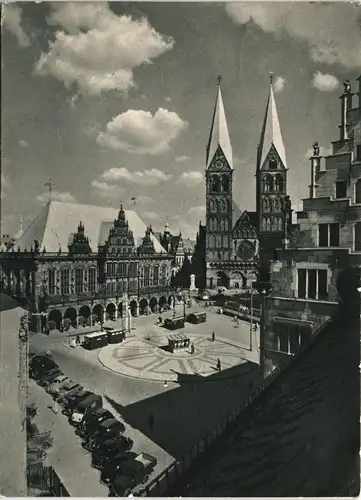 Ansichtskarte Bremen Marktplatz Rathaus und Dom 1956