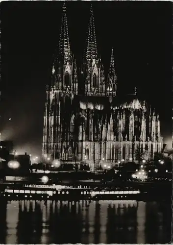 Köln Kölner Dom in Festbeleuchtung (AK der Rheingold-Serie) 1950