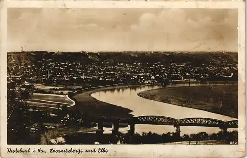 Ansichtskarte Oberlößnitz-Radebeul Lössnitzberge und Elbe 1930