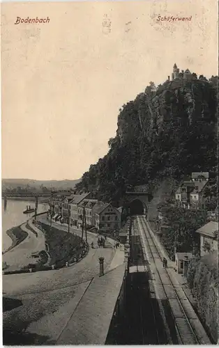 Tetschen-Bodenbach Decín Schäferwand - Bahnstrecke - Bahnhof 1914