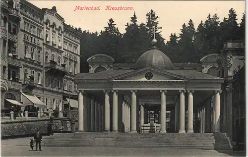 Postcard Marienbad Mariánské Lázně Hotel Leipzig - Kreuzbrunnen 1913