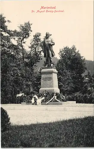Postcard Marienbad Mariánské Lázně Dr. August Herzig-Denkmal. 1912