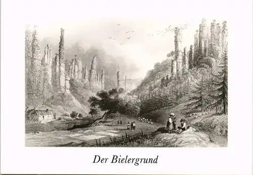 Ansichtskarte  DDR Künstlerkarte "Bielergrund" Zeichnung v. Archer 1983