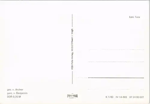 Ansichtskarte  DDR Künstlerkarte "Bielergrund" Zeichnung v. Archer 1983