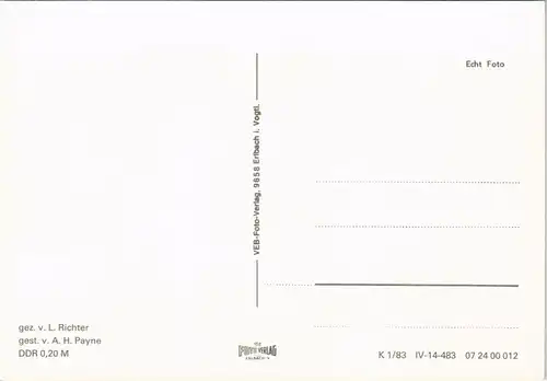 Stadt Wehlen DDR Künstlerkarte Stadt Wehlen Zeichnung L. Richter 1983