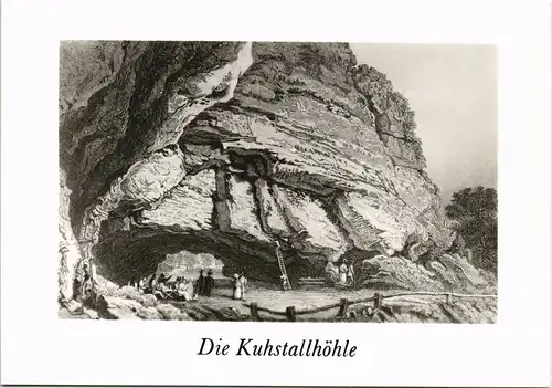Kirnitzschtal-Sebnitz DDR Künstler  Die Kuhstall-Höhle Zeichnung R Roberts 1983