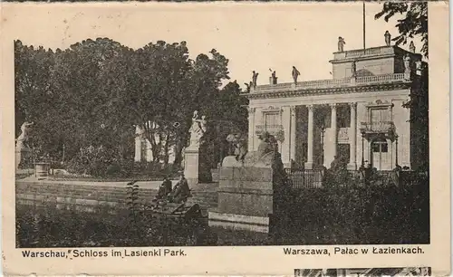 Postcard Warschau Warszawa Palast Lazienkach gel. Feldpost 1916
