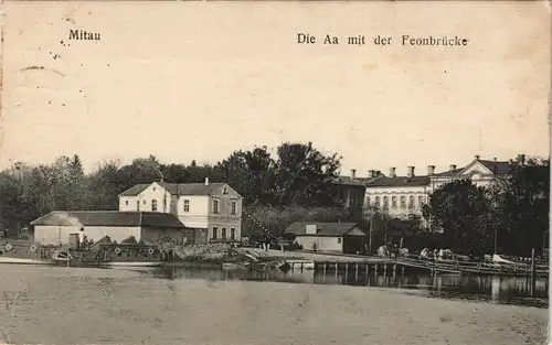 Mitau Jelgava Елгава Die Aa mit der Feonbrücke gel. Feldpost 1916