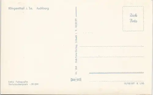 Ansichtskarte Klingenthal Aschberg (Vogtland) DDR AK Panorama-Ansicht 1960