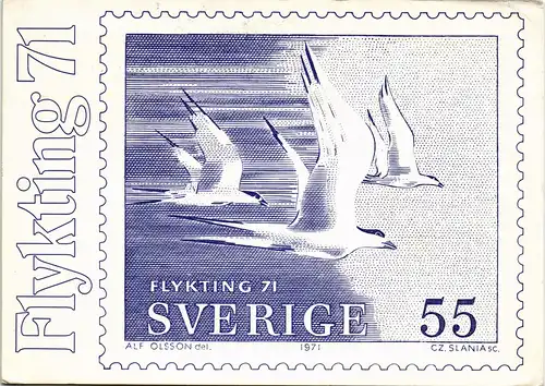 .Schweden Sverige Schweden Allgemein Briefmarke Motiv-Postkarte mit Vögel 1971