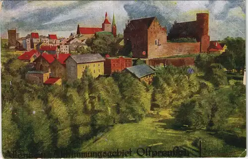Postcard Allenstein Olsztyn Totale - Künstlerkarte zur Abstimmung 1921