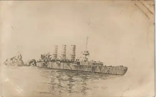 Militär 1.WK (Erster Weltkrieg) zerstörtes Kriegsschiff Marine 1922 Privatfoto