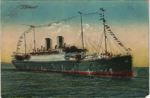 Schiffe/Schifffahrt - Dampfer Hamburg America Linie P.D. Cleveland 1916