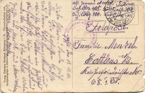 Postcard Tuckum Tukums Stadtpartie gel. Feldpost 1916