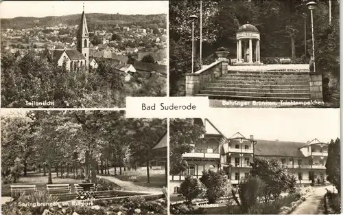 Bad Suderode DDR Mehrbild-AK Kurpark, Teilansicht, Brunnen, Kurhaus 1974/1973