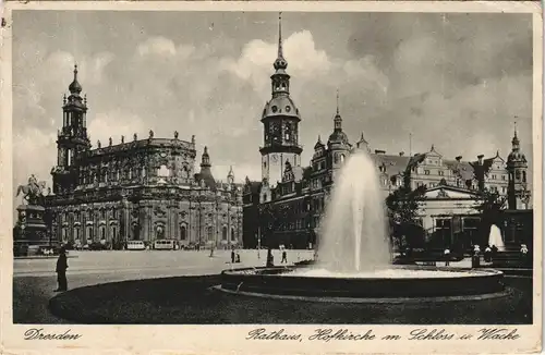 Innere Altstadt-Dresden Rathaus, Hofkirche Schloss u. Wache 1930