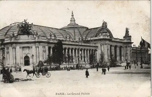 CPA Paris Grand Palais Vorplatz mit Kutsche 1910