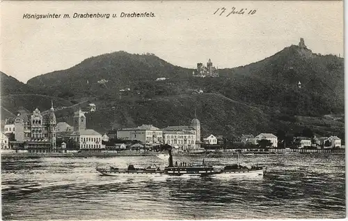 Ansichtskarte Königswinter Rhein Panorama mit Drachenfels Drachenburg 1910