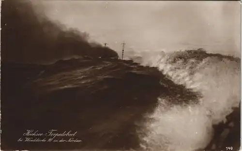 Ansichtskarte  Hochsee Torpedoboot bei Windstärke 10 1925