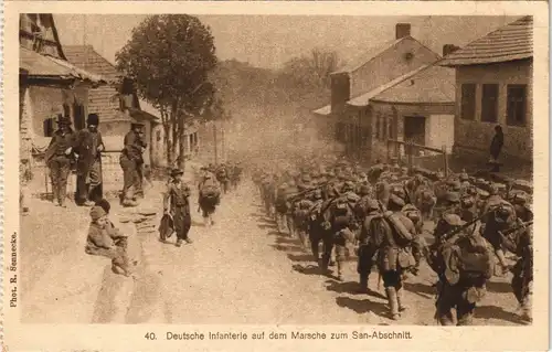 Militaria Deutsche Infanterie auf dem Marsche zum San-Abschnitt 1916