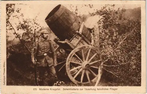 Moderne Kriegslist. Scheinbatterie zur Täuschung feindlicher Flieger 1915