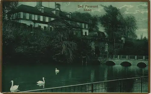 Ansichtskarte Bad Pyrmont Schloss Partie (Castle View) 1910 Goldrand
