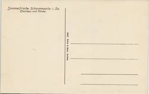 Ansichtskarte Schmannewitz-Dahlen Pfarrhaus und Kirche 1914