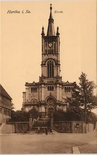 Ansichtskarte Hartha Partie an der Kirche 1913