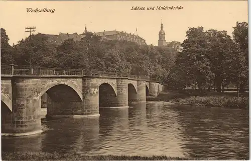Ansichtskarte Wechselburg Schloß und Muldenpartie 1913