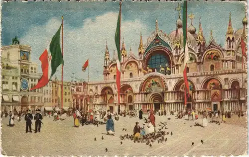 Venedig Venezia Chiesa e Piazza S. Marco, Markusplatz & Kirche 1940