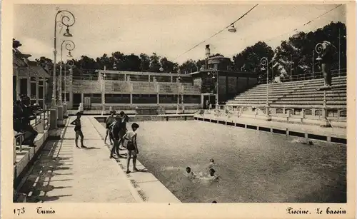 Tunis تونس Piscine le bassin, Freibad Schwimmbad Badeanstalt 1940