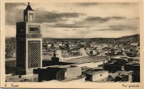 Postcard Tunis تونس Vue générale Panorama Stadt Ansicht 1940