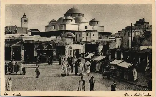 Postcard Tunis تونس Place Bab-Souka 1940