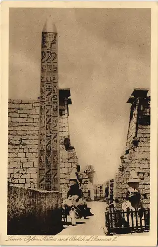 Postcard Luxor historische Bauwerke Obelisk Ramses II. 1920