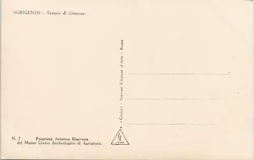Cartoline Agrigent Agrigento Tempel Ruine Tempio di Giunone 1930