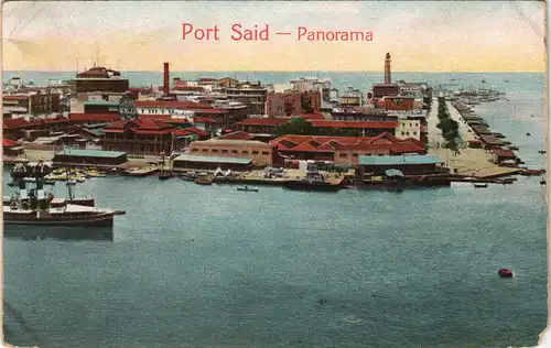 Postcard Port Said بورسعيد (Būr Saʻīd) Panorama-Ansicht 1910