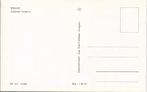 Postcard Tihany Apátsági templom 1960