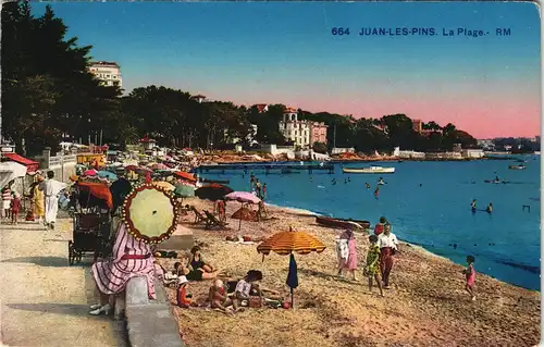CPA Juan-les-Pins Strand Beach Scene La Plage 1910