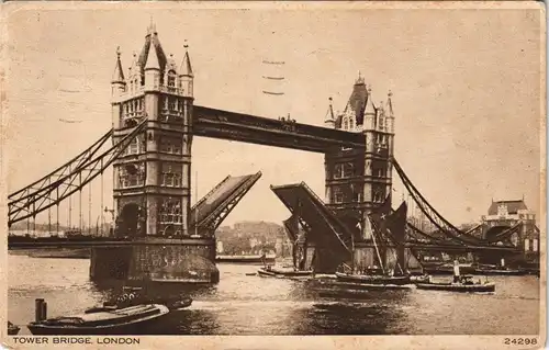 Postcard London Tower Bridge Zugbrücke Brücke 1932