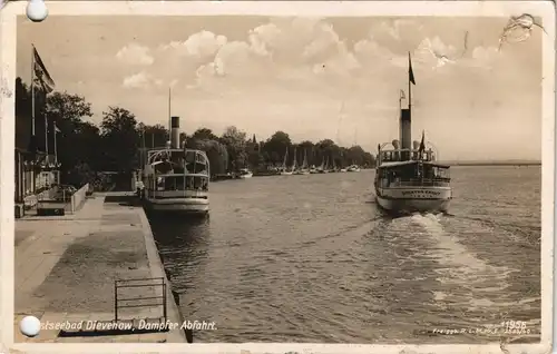 Postcard Dievenow Dziwnów Anlegestelle - Dampfer 1940   2. WK Feldpost gelaufen