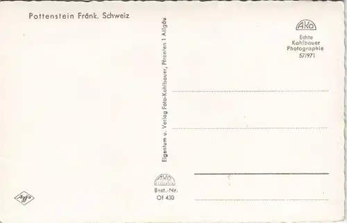 Ansichtskarte Pottenstein Panorama-Ansicht Fränkische Schweiz 1957