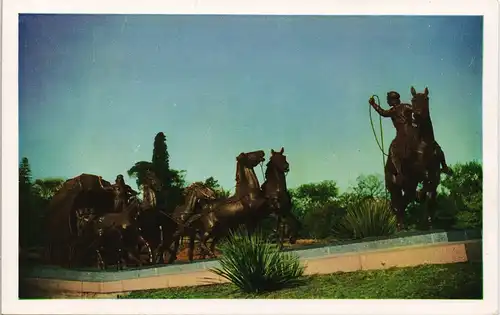 Montevideo MONUMENTO A LA DILIGENCIA, Denkmal Pferde & Reiter 1970