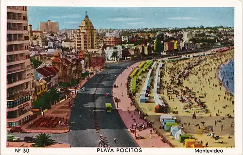 Montevideo Stadtteilansicht Playa Pocitos Strand Beach Scene 1960