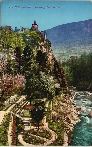 Cartoline Meran Merano Umland-Ansicht Die Gilf mit der Zenoburg 1910