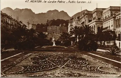 CPA Menton Mentoun/ Mentone Jardin Poblic - Public Garden 1930