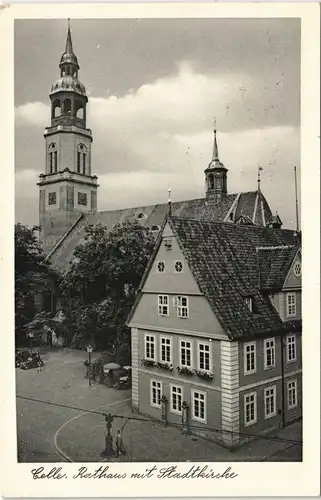 Ansichtskarte Celle Rathaus und Kirche 1954