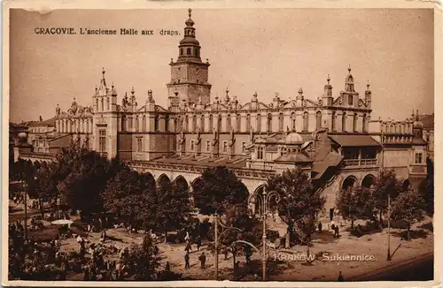 Postcard Krakau Kraków CRACOVIE Halle aux draps, Stadtteilansicht 1930