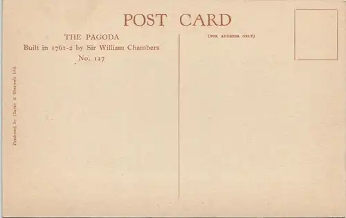 Ansichtskarte  THE PAGODA Built in 1761-2 by Sir William Chambers 1930