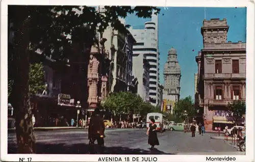 Postcard Montevideo AVENIDA 18 DE JULIO Stadtteilansicht 1955